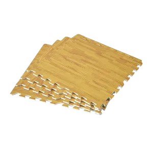 12 Interlocking EVA Foam Gym Floor Mats, 1cm Thick, Wood