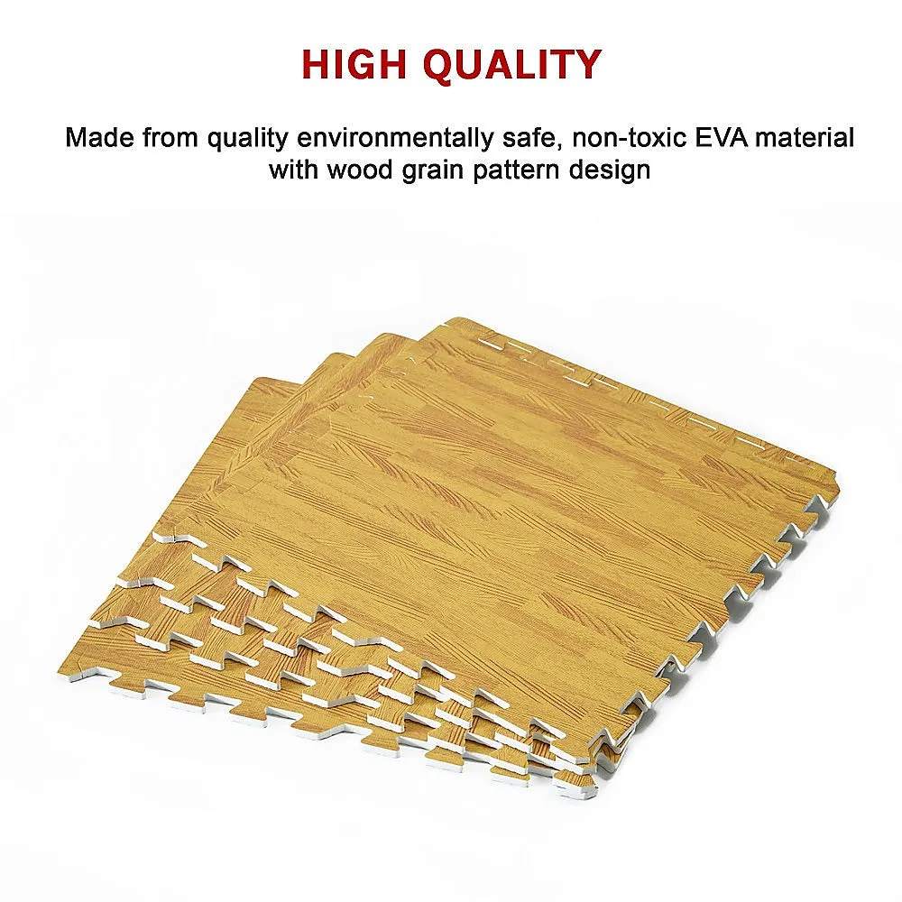 12 Interlocking EVA Foam Gym Floor Mats, 1cm Thick, Wood