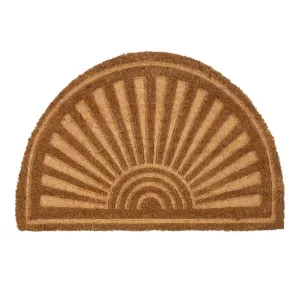 60cm x 40cm Brown Embossed Coir Half Moon Door Mat - By Nicola Spring