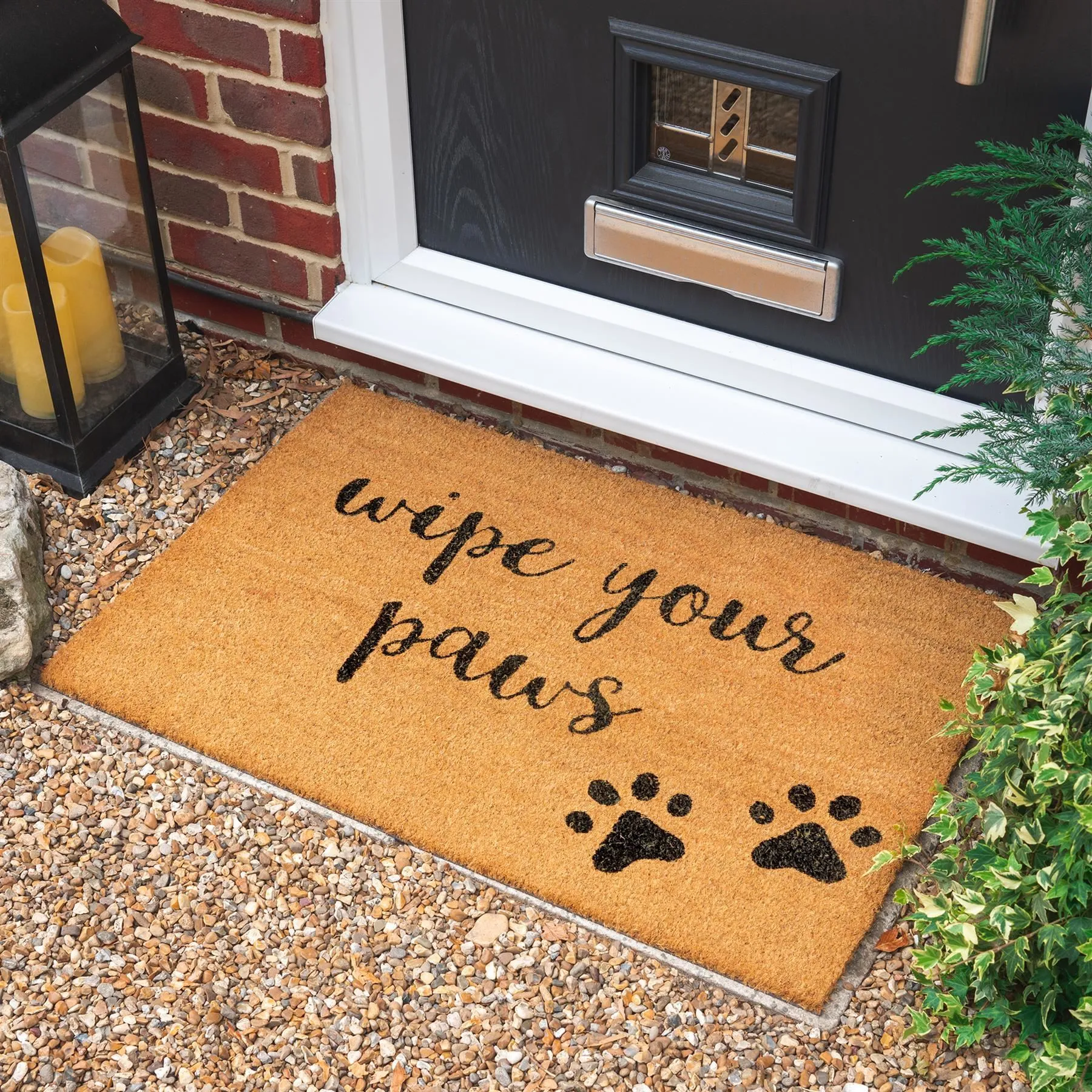 90cm x 60cm Wipe Your Paws Coir Door Mat - By Nicola Spring