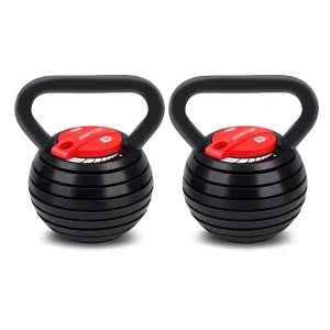 Adjustable 18kg Kettlebells, Quick Lock, Sturdy, Set of 2