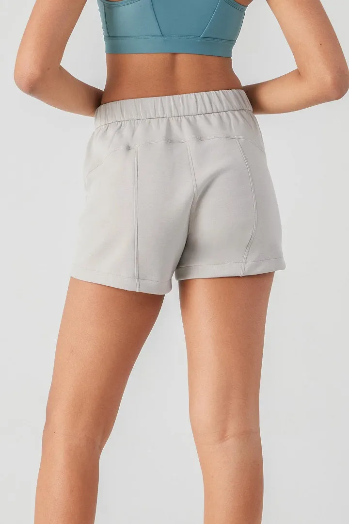 AeroChic™ Running Short for Women with Side Pockets-Stone Grey