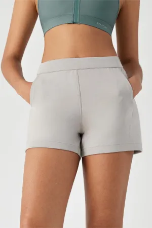 AeroChic™ Running Short for Women with Side Pockets-Stone Grey