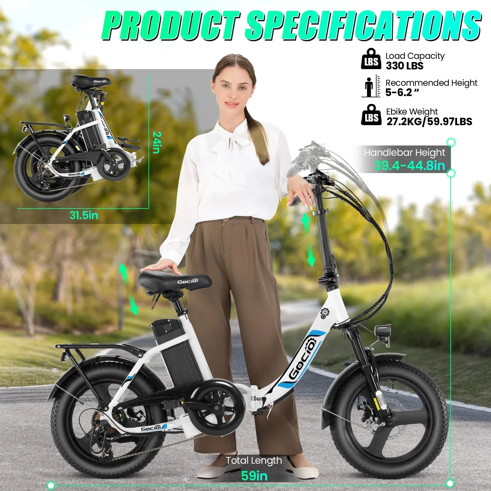 Electric Bike 3.0 Fat Tire Foldable Ebike, 374.4Wh Battery, 48V 350W Electric Commuter City Bicycle Low-Step E Bike with LCD, 16" One-Piece Tire Folding Electric Bike for Women Men Adults UL2849