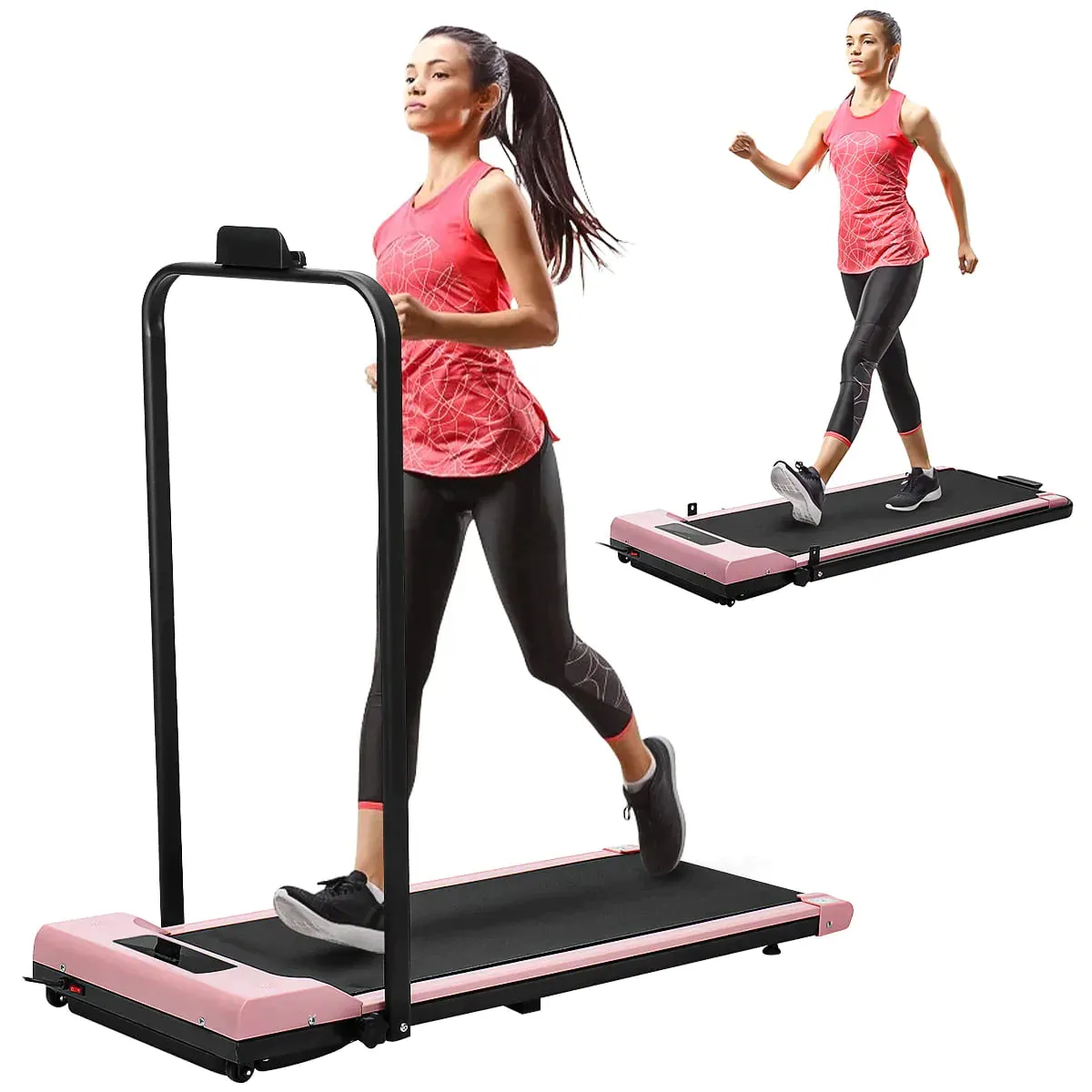 GEEMAX 2 in 1 Folding Treadmill Under Desk Electric Treadmill for Indoor Home Exercise Workout