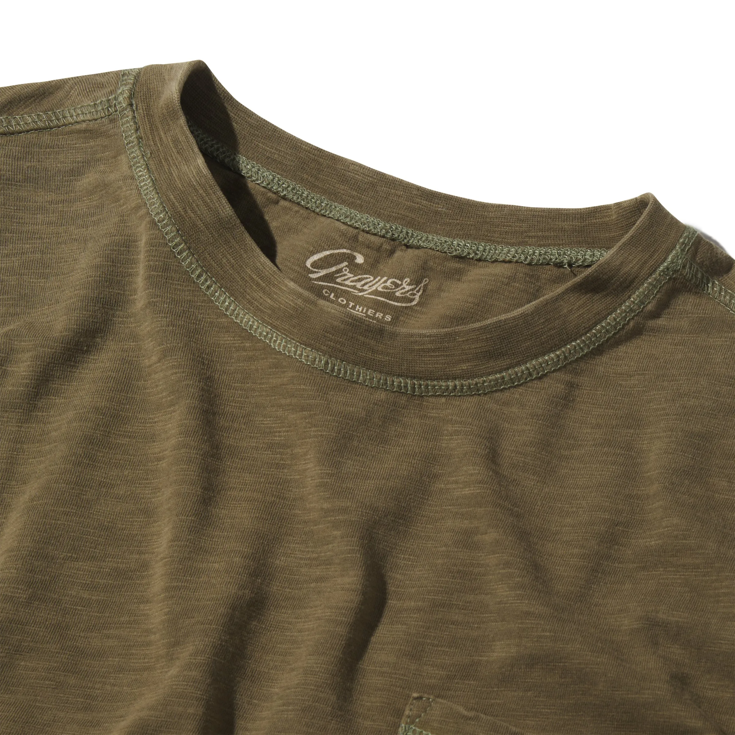 Hewitt Garment Dyed Pocket Tee - Military Olive