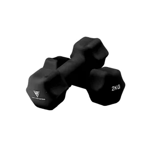 Hit Fitness Neoprene Studio Dumbbells | 2kg Pair | Black