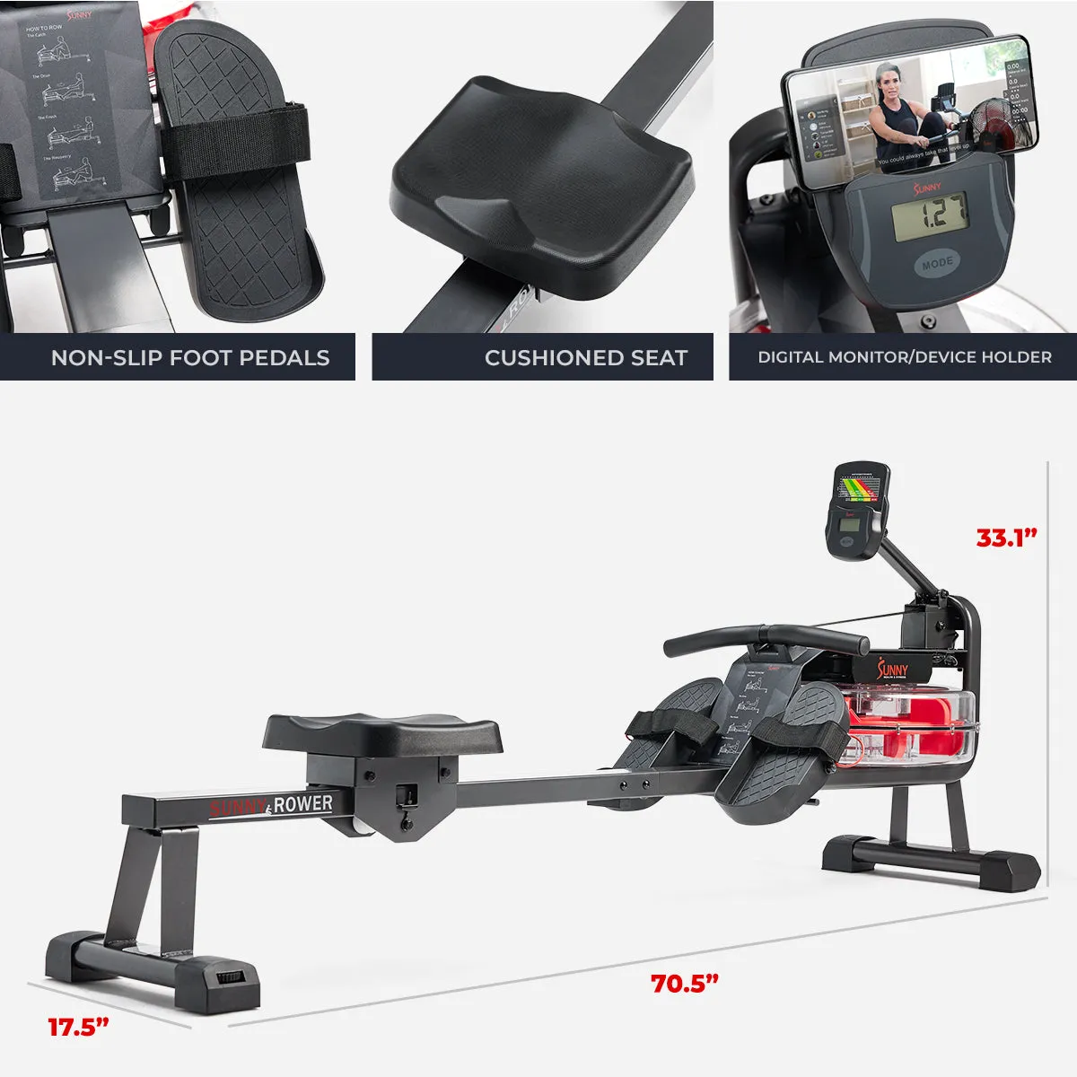 Hydro Water Rowing Machine with Bluetooth Connectivity