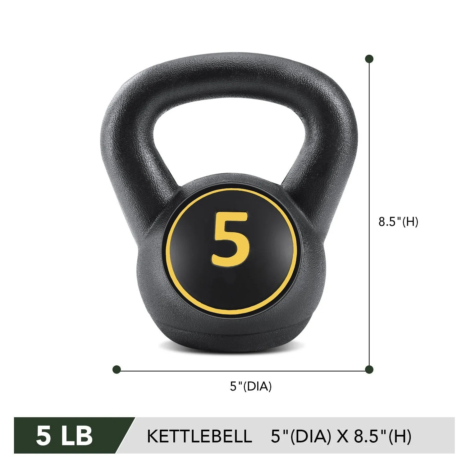 Kettlebell Set 3-Piece Wide Handle HDPE Coated 5lb, 10lb, 15lb Weights Kettlebells with Storage Rack Exercise Fitness for Strength Training Home Gym