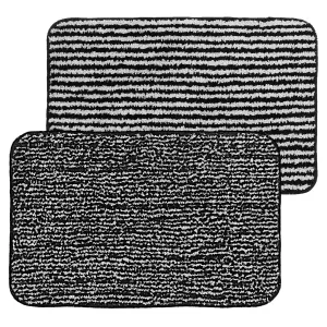 Kuber Industries Door mat | Microfiber Water Absorbant Floor Mat | Bold Stripes Pattern Entrance Mat for Kitchen, Bedside, Door, Living Room,60x40 cm, Pack of 2 (Black)