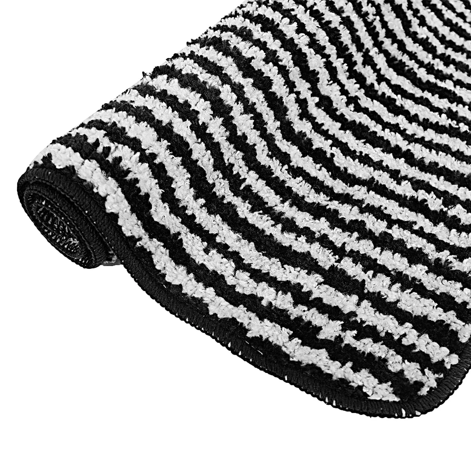 Kuber Industries Door mat | Microfiber Water Absorbant Floor Mat | Bold Stripes Pattern Entrance Mat for Kitchen, Bedside, Door, Living Room,60x40 cm, Pack of 2 (Black)