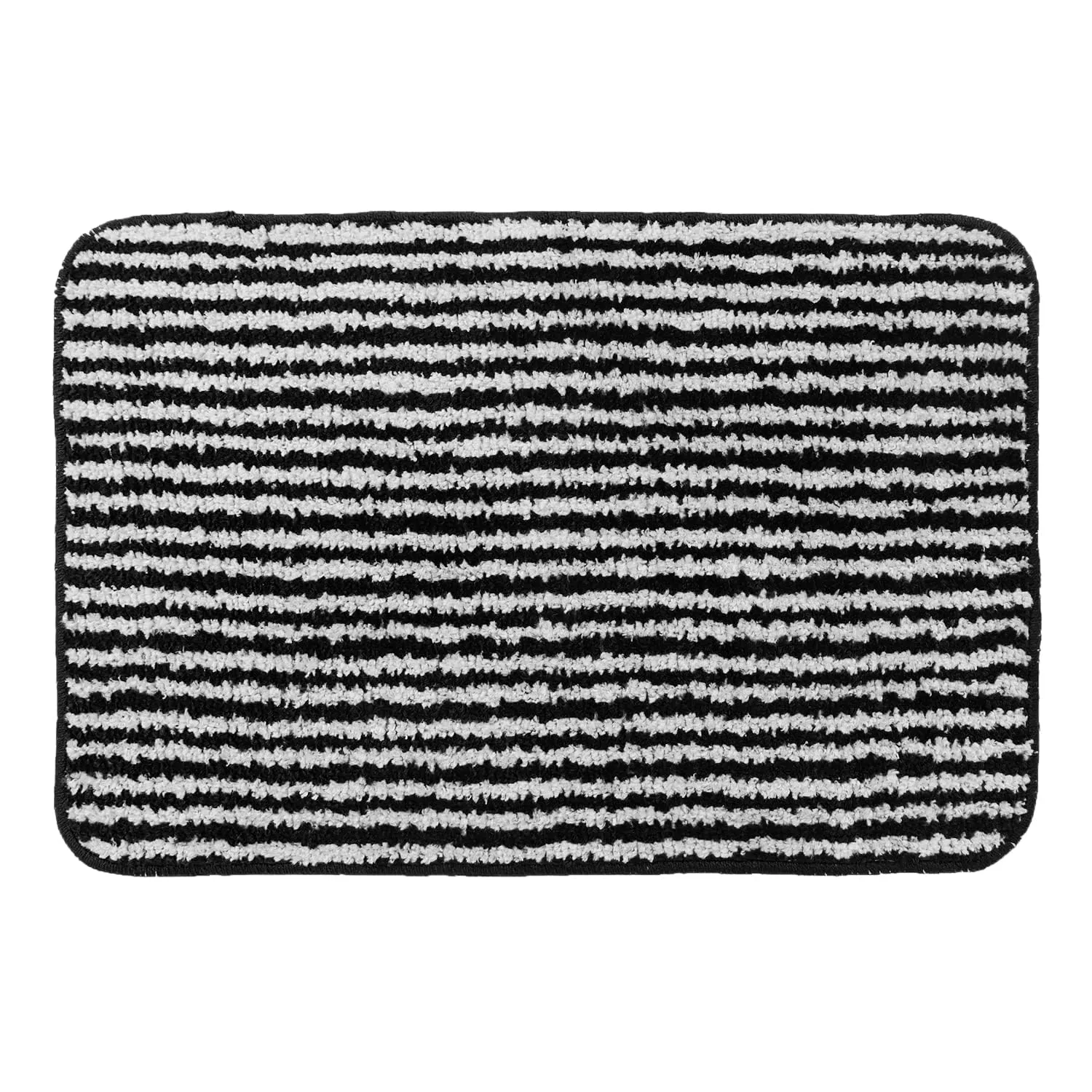 Kuber Industries Door mat | Microfiber Water Absorbant Floor Mat | Bold Stripes Pattern Entrance Mat for Kitchen, Bedside, Door, Living Room,60x40 cm, Pack of 2 (Black)