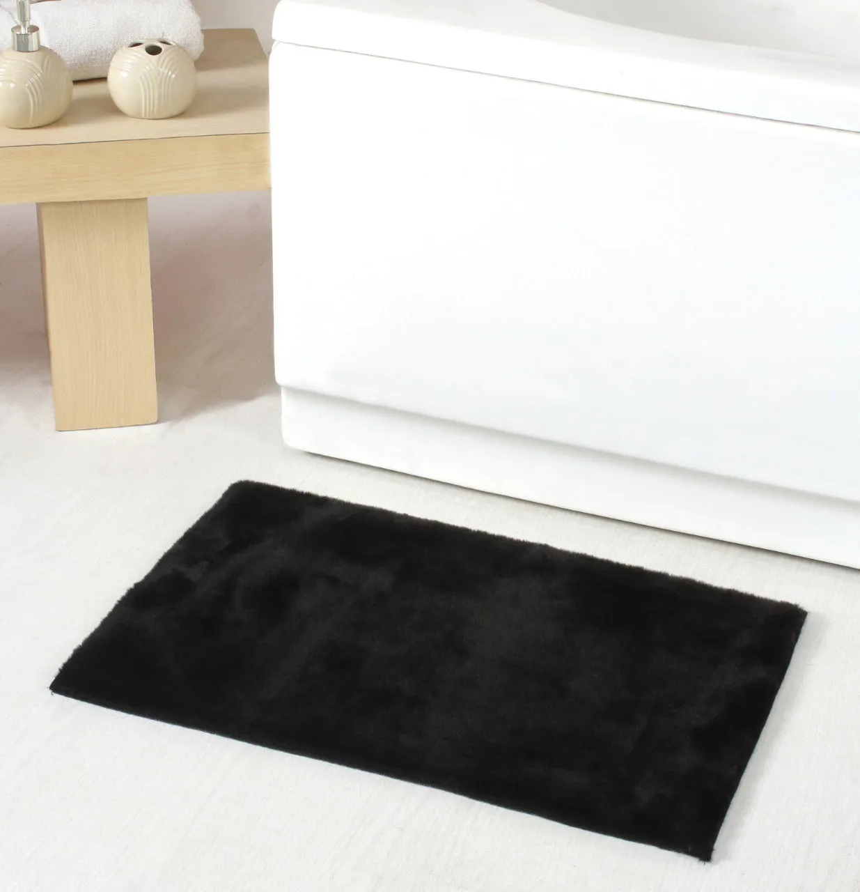 Luxury Bathroom Rug Mats, super soft anti slip bath mats, super absorbent bathroom rug -  Rabbit fur, Dark tones