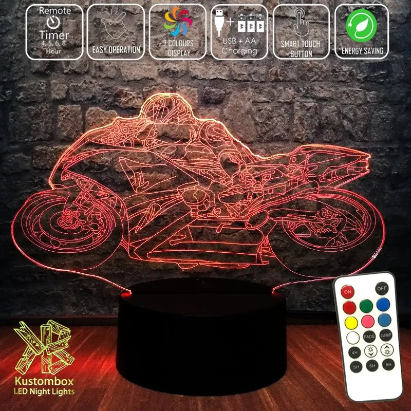 Moto GP Racing Motorbike 3D LED Night Light Lamp