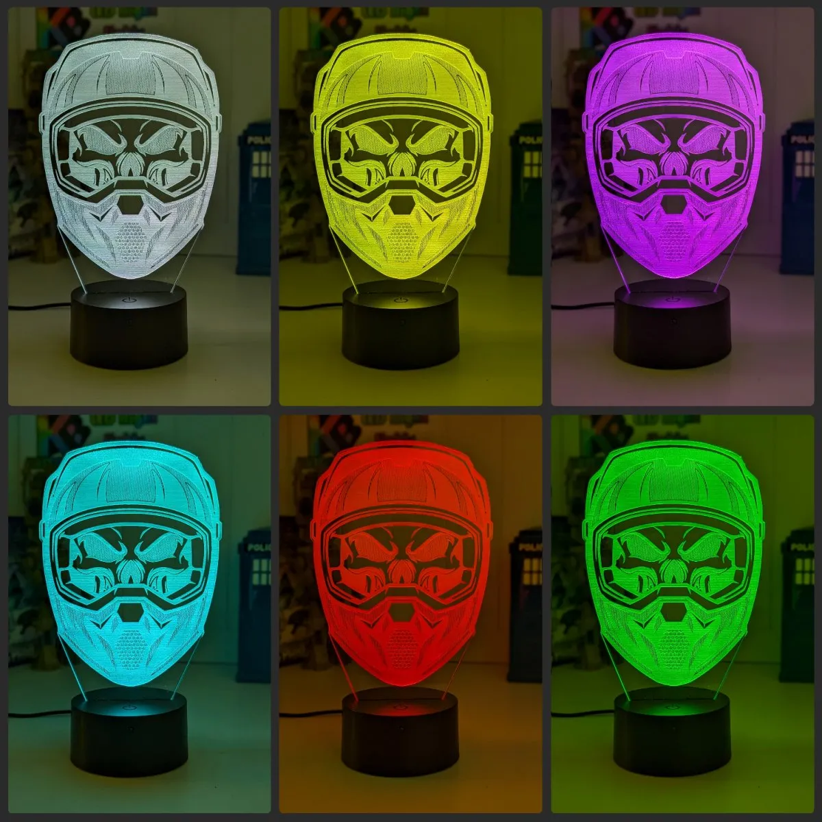 Motocross Dirtbike Motorbike Helmet 3D LED Night Light Lamp