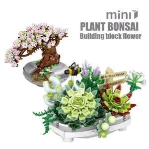 New Bouquet Potted Building Blocks Plant Cherry Tree Succulent Potted DIY Assembled Model Building Blocks Children's Toy Gift