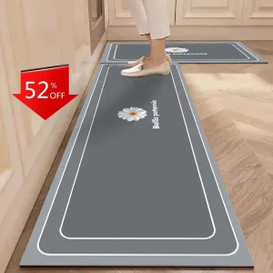 Non-slip, Super Absorbent Daisy Kitchen Rug