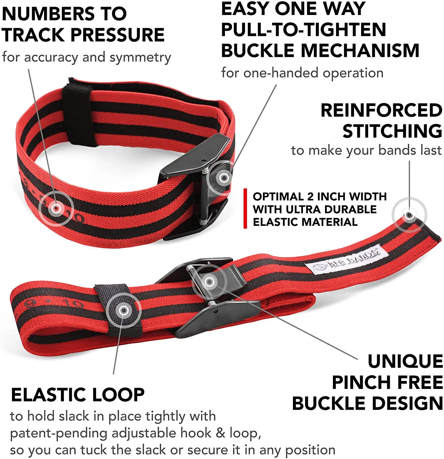 Occlusion Training Bands by BFR Bands PRO X Model, 2 Pack, Blood Flow Restriction Bands with Research-Backed 2" Width - Pull to Tighten   Quick-Release   Pinch Free Buckle, Multiple Patents Pending