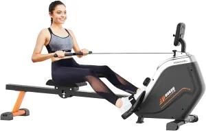 pooboo Magnetic Rowing Machine for Home Use Foldable Exercise Rower Machine with 16 Level Resistance,LCD Monitor & Transport Wheels 300 lbs Weight Capacity