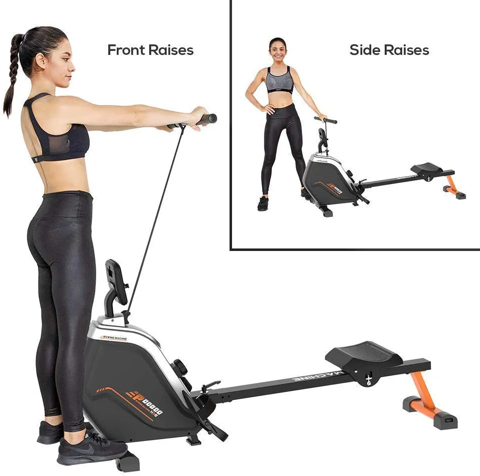 pooboo Magnetic Rowing Machine for Home Use Foldable Exercise Rower Machine with 16 Level Resistance,LCD Monitor & Transport Wheels 300 lbs Weight Capacity