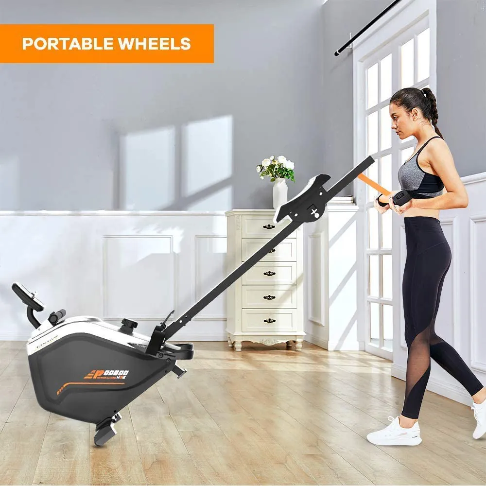 pooboo Magnetic Rowing Machine for Home Use Foldable Exercise Rower Machine with 16 Level Resistance,LCD Monitor & Transport Wheels 300 lbs Weight Capacity