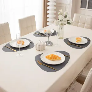 Premium Faux Leather Dining Table Mats, Anchor Grey