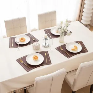 Premium Faux Leather Dining Table Mats, Deep Brown