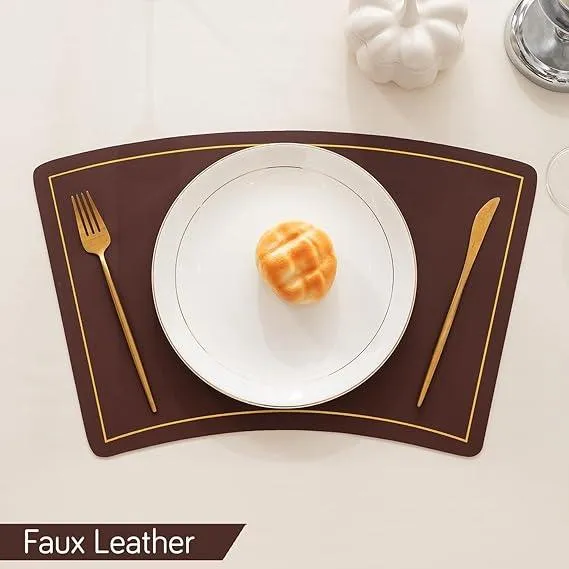 Premium Faux Leather Dining Table Mats, Deep Brown