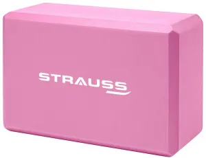 Strauss High Density EVA Foam Yoga Block | Non-Slip Workout Brick For Improving Poses, Balances Flexibility & Support Strength Training Exercises | Yoga Brick To Support and Deepen Yoga Poses,(Pink)