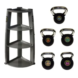 VTX 15 lb to 50 lb 5 piece Club Kettlebell Set with Vertical Rack