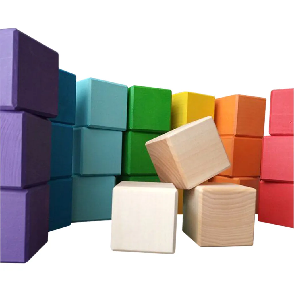 Wooden Building Blocks - Rainbow