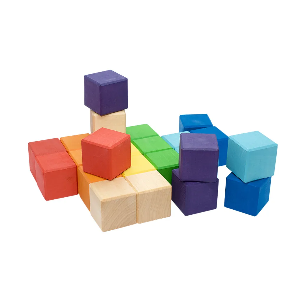 Wooden Building Blocks - Rainbow